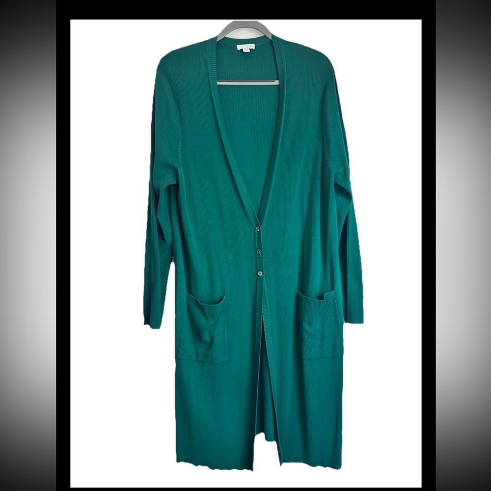 J Jill Women’s Green Long Cardigan Sweater Sz XL